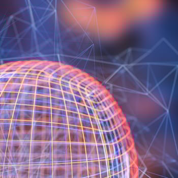 Colorful background and grid of atoms, 3d rendering photo