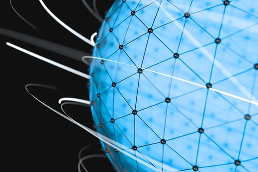 3d rendering, global lines and triangle shapes photo