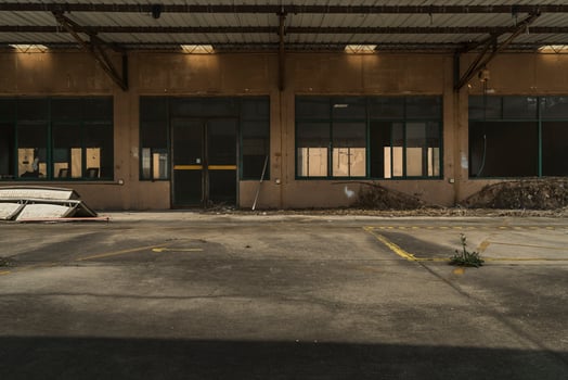 The abandoned industrial building. Fantasy interior scene. photo