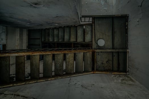 The abandoned industrial building. Fantasy interior scene. photo