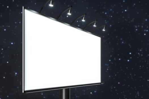 3d rendering, blank advertising board In the night scene photo