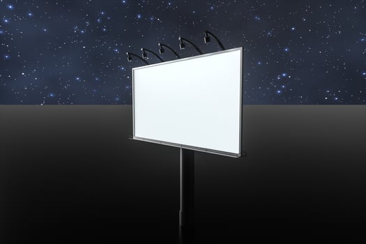 3d rendering, blank advertising board In the night scene photo