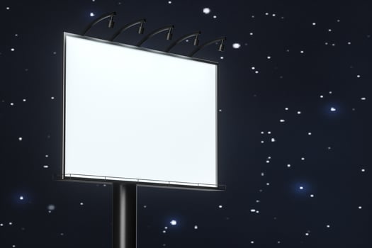 3d rendering, blank advertising board In the night scene photo