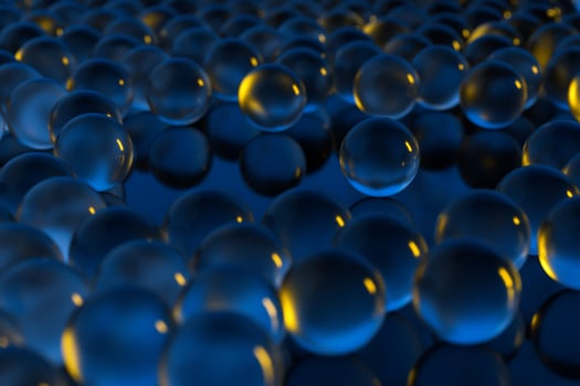 A large number of transparent spheres adjacent to each other, 3d rendering. photo