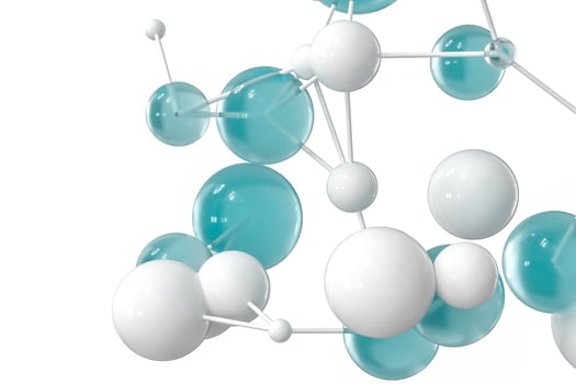 Gene lines and nodes, biological gene structure, 3d rendering. photo