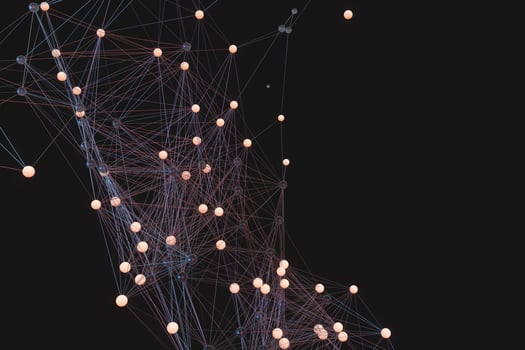Gene lines and nodes, biological gene structure, 3d rendering. photo