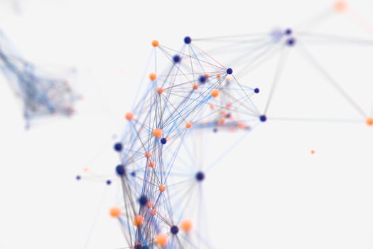 Gene lines and nodes, biological gene structure, 3d rendering. photo