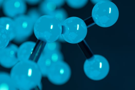 Gene lines and nodes, biological gene structure, 3d rendering. photo