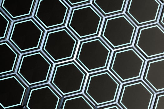3d rendering, dark hexagonal background, sci-fi background photo