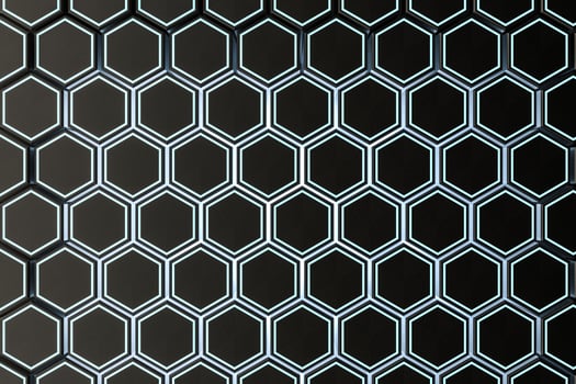 3d rendering, dark hexagonal background, sci-fi background photo