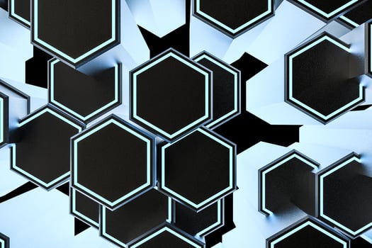 3d rendering, dark hexagonal background, sci-fi background photo