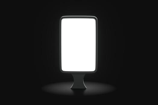 The empty commercial billboard with black background, 3d rendering. photo