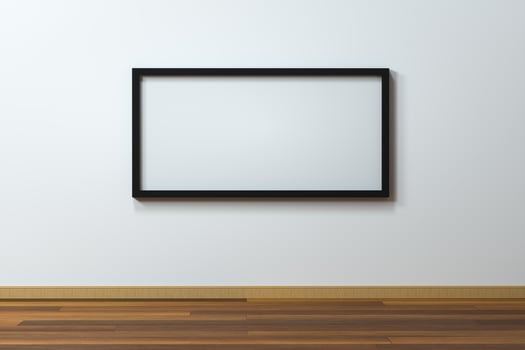 The blank easel board with wooden floor background, 3d rendering. photo