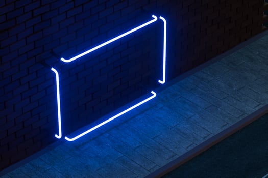 The glowing neon with brick wall background, 3d rendering. photo