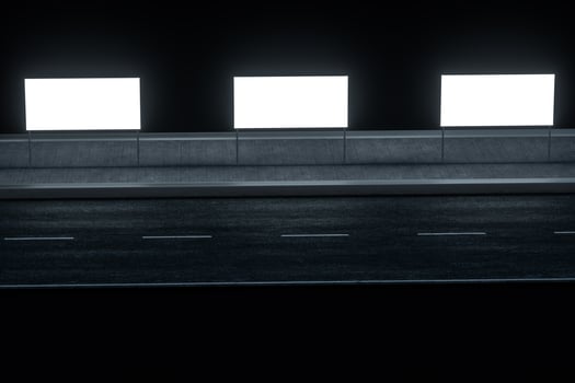3d rendering, advertising billboard on the side of road. photo