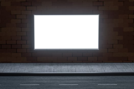 3d rendering, advertising billboard on the side of road. photo