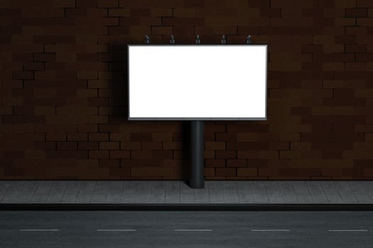 3d rendering, advertising billboard on the side of road. photo