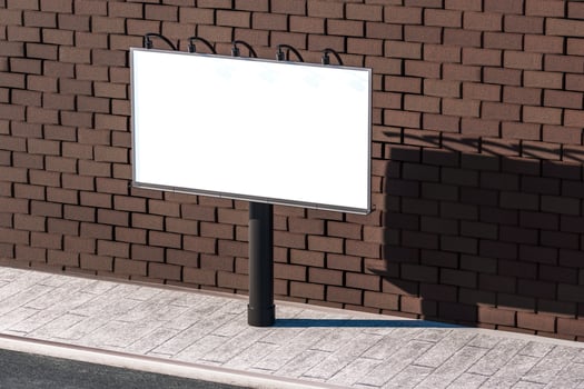 3d rendering, advertising billboard on the side of road. photo