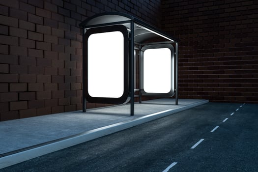 3d rendering, advertising billboard on the side of road. photo