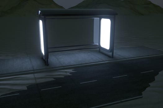 3d rendering, advertising billboard on the side of road. photo