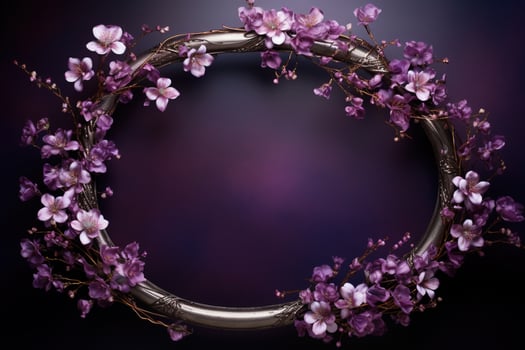 AI Generated flowers on dark background with copy space photo