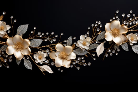AI Generated flowers on dark background with copy space photo