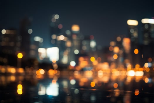 Cityscape lights turn into mesmerizing bokeh on a blurred night AI Generated photo