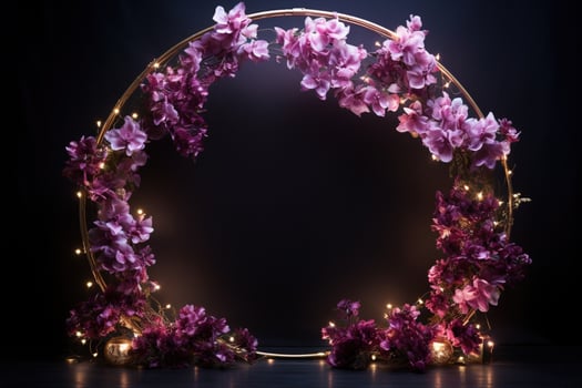 AI Generated flowers on dark background with copy space photo