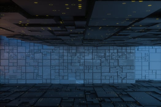 The dark mysterious abandoned room, fantasy scene, 3d rendering. photo