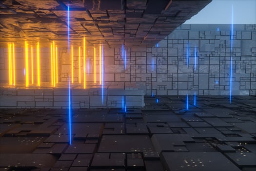 The dark mysterious abandoned room, fantasy scene, 3d rendering. photo