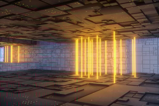The dark mysterious abandoned room, fantasy scene, 3d rendering. photo