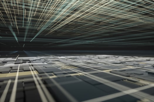 Glowing big data lines and technological background, 3d rendering. photo