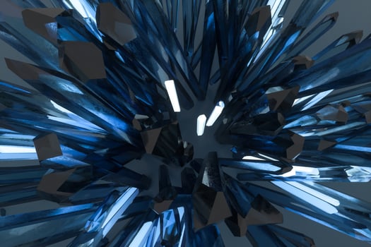 A cluster of precision-cut magic crystal, science fiction and magic theme, 3d rendering. photo