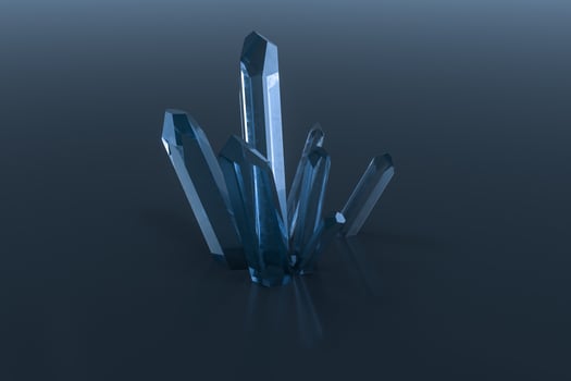 A cluster of blue magic crystal gather together, 3d rendering. photo