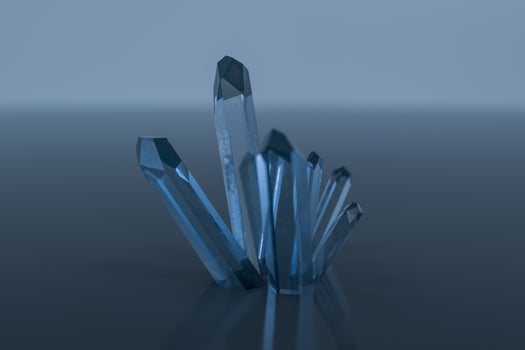 A cluster of blue magic crystal gather together, 3d rendering. photo
