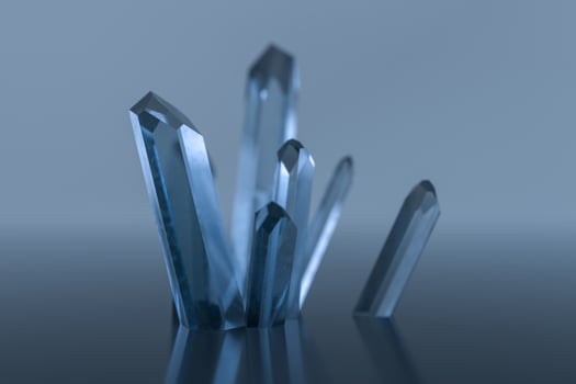 A cluster of blue magic crystal gather together, 3d rendering. photo