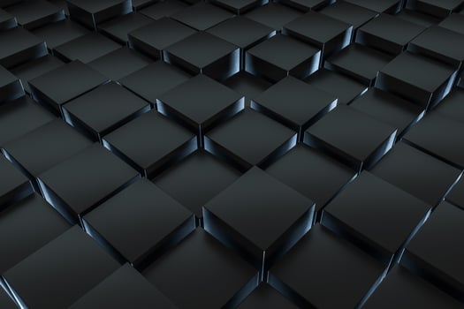 3d rendering, dark background, cube bricks with light effect. Computer digital background. photo
