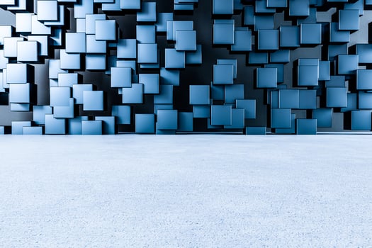 3d rendering, creative cubes wall with floor photo