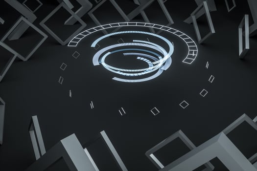 3d rendering, dark creative polygon elements photo