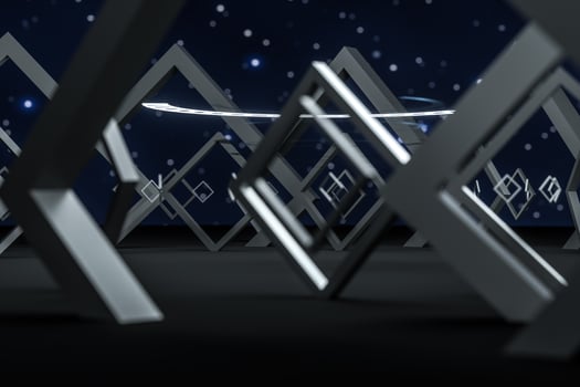 3d rendering, dark creative polygon elements photo