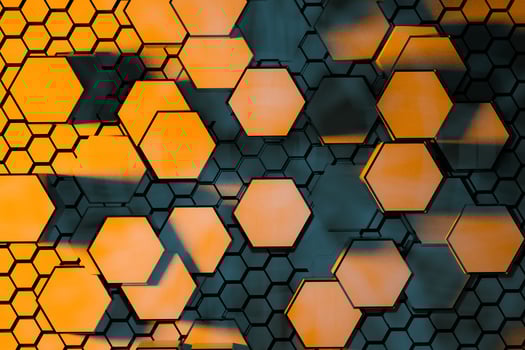 3d rendering, dark hexagonal background, sci-fi background photo