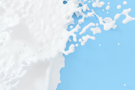 The splashing liquid of pigment, two-tone color background, 3d rendering. photo