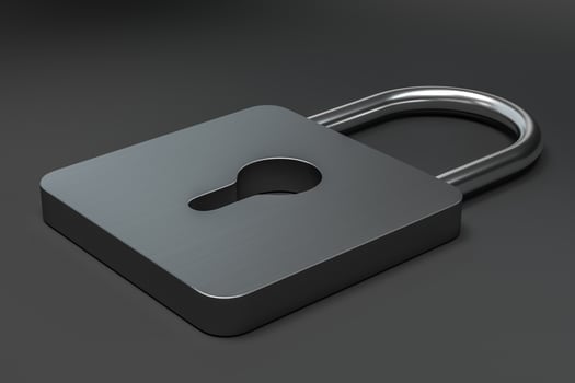 3d rendering, metal lock with digital concept background photo