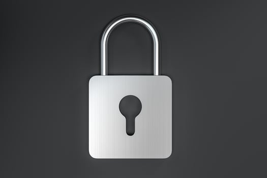 3d rendering, metal lock with digital concept background photo