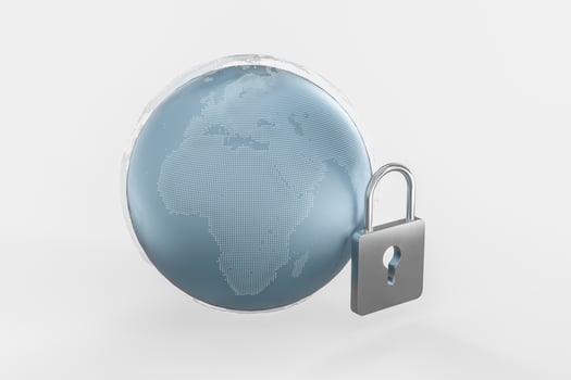 3d rendering, metal lock with digital concept background photo