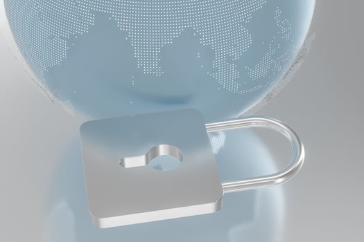3d rendering, metal lock with digital concept background photo
