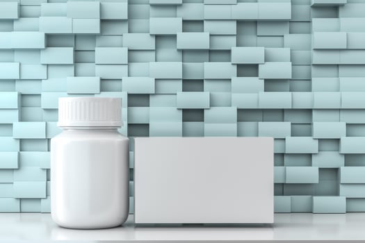 3d rendering, white medicine bottle with package boxes photo
