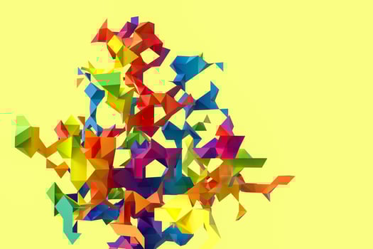 Triangular paper with creative shapes, 3d rendering photo