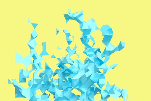 Triangular paper with creative shapes, 3d rendering photo