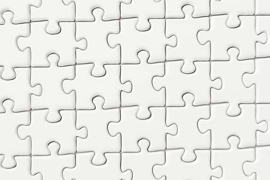 Blank puzzles arranged neatly with white background, 3d rendering. photo